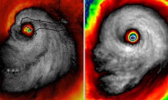 Η ανατριχιαστική μορφή του τυφώνα Μίλτον που θυμίζει κρανίο πριν από την επίθεσή του στη Φλόριντα