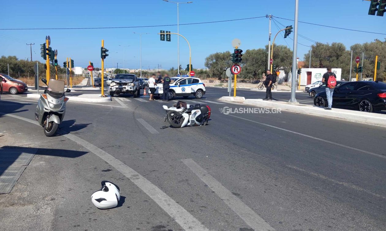 Σοβαρό τροχαίο ατύχημα στα Χανιά με τραυματισμό οδηγού μοτοσικλέτας